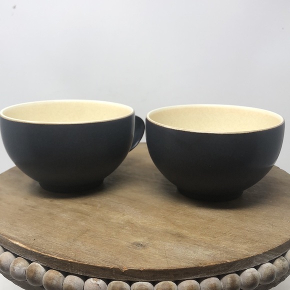 Denby - Langley Pottery Charcoal and Cream Mug Set made in England - Picture 5 of 12